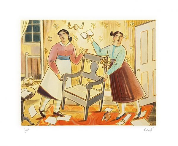 Gordon Close Lithograph - Moving The Poet's Chair