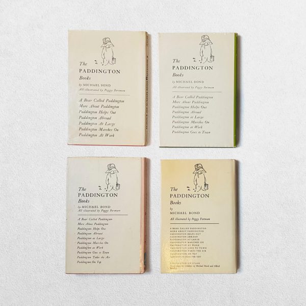 Full Set Of First Editions Of The Paddington Bear Books 4 close ups backs