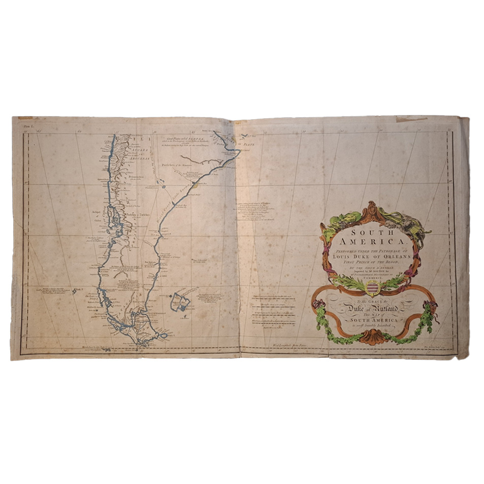 SOUTH AMERICA PERFORMED UNDER THE PATRONAGE OF THE DUKE OF ORLEANS FIRST PRINCE OF THE BLOOD BY THE SIEUR D'ANVILLE - PLATE I 1 SOUTH AMERICA PERFORMED UNDER THE PATRONAGE OF THE DUKE OF ORLEANS FIRST PRINCE OF THE BLOOD BY THE SIEUR D'ANVILLE - PLATE I