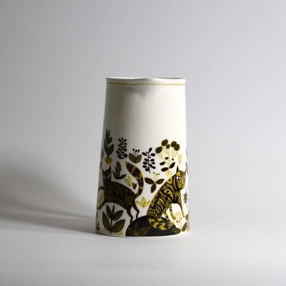 Lush Designs - 2 Pint Jug - Kitty - Mustard 2 Lush Designs - 2 Pint Jug - Kitty - Mustard