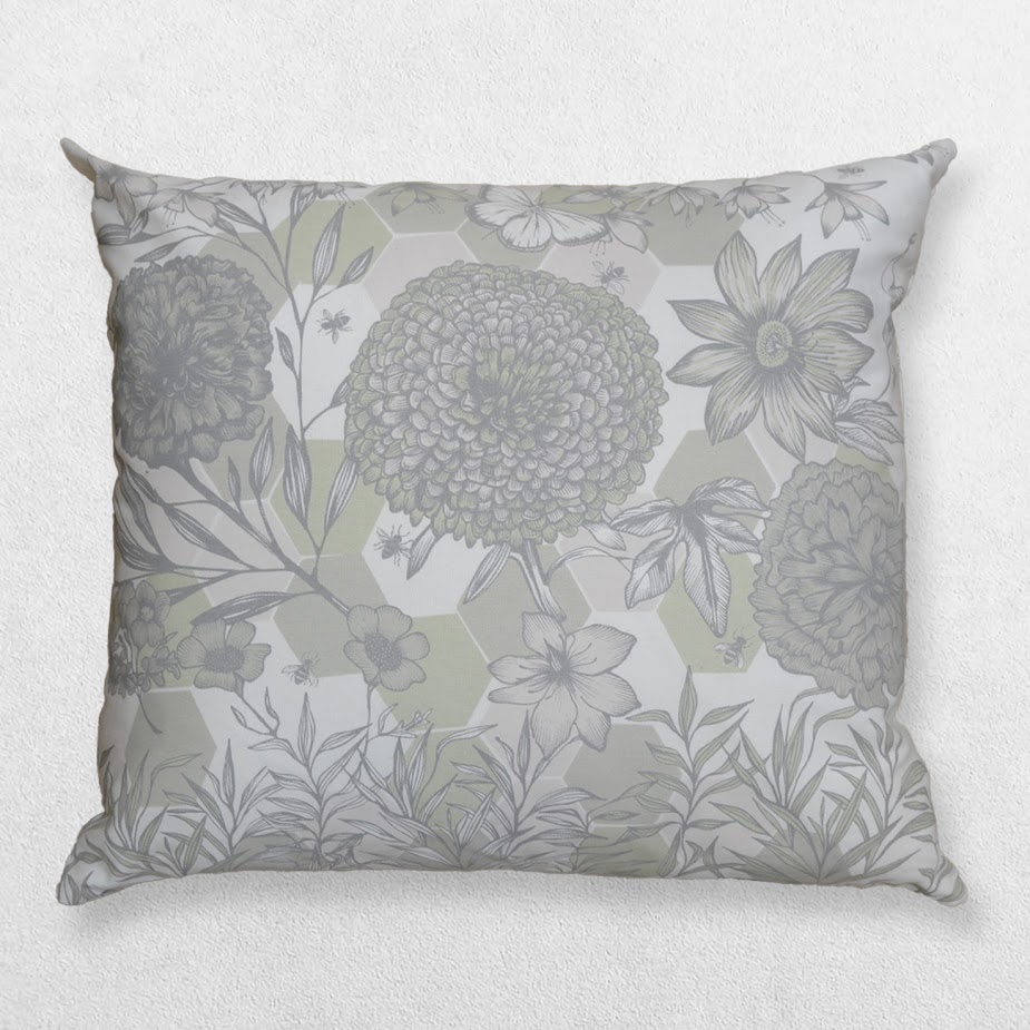 Lush Designs - Grey Dahlia Cushion With Pad 1 Lush Designs - Grey Dahlia Cushion With Pad