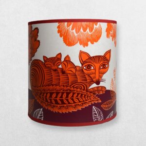 Lush Designs Lampshade For A Pendant - Fox & Cubs - Orange & Plum - Regular