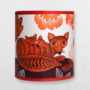 Lush Designs Lampshade For Lamp Base - Fox & Cubs - Orange & Plum - Small