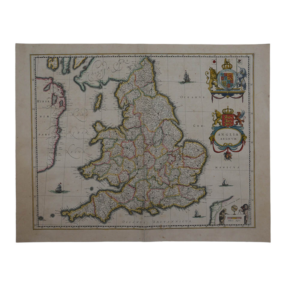 Anglia Regnum - Original Copper Engraved Map - 1650