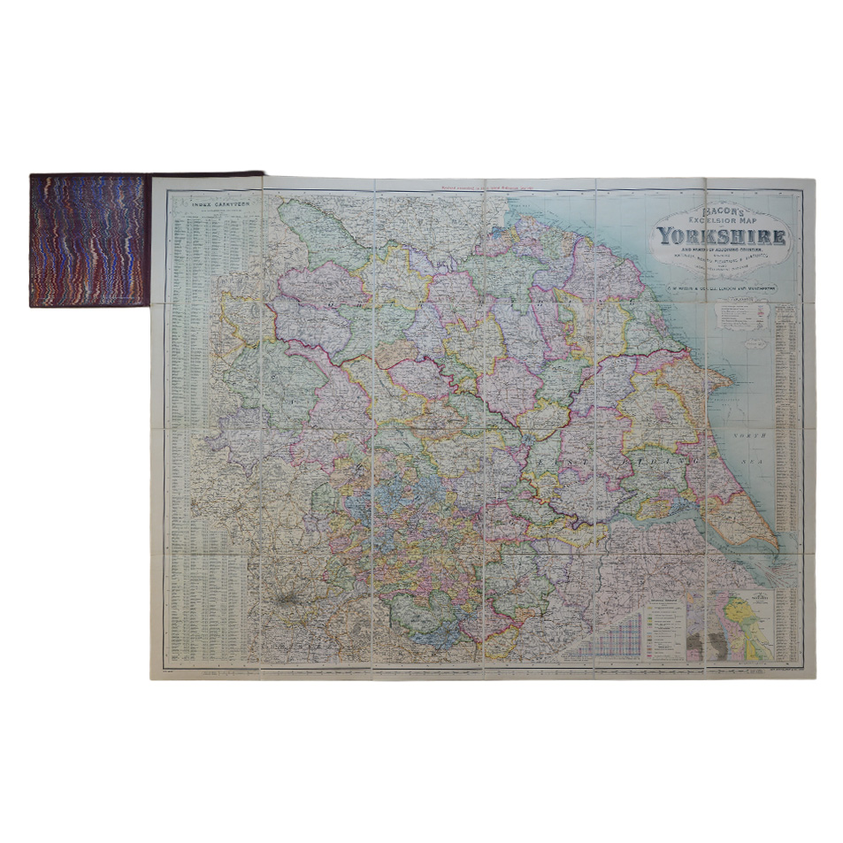 Bacon's Excelsior Map Of Yorkshire And Part Of Adjoining Counties Showing Railways Roads Elevations And Distances Also Local Government Divisions 1 Bacon's Excelsior Map Of Yorkshire And Part Of Adjoining Counties Showing Railways Roads Elevations And Distances Also Local Government Divisions
