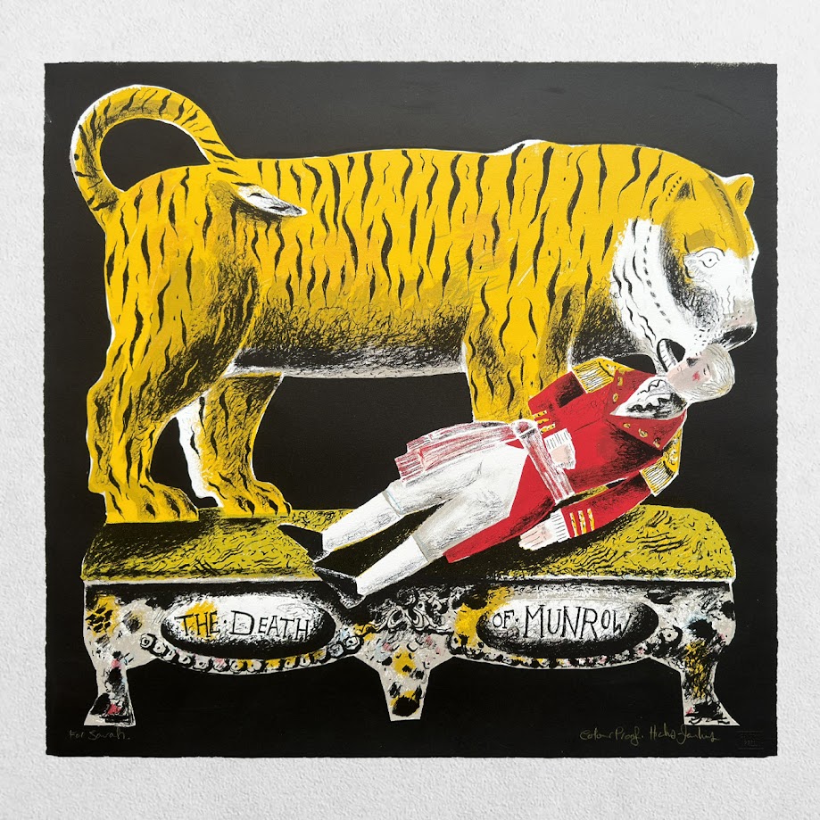 Clive Hicks-Jenkins - Man Slain By Tiger - Original Screenprint - Colour Proof 1 Clive Hicks-Jenkins - Man Slain By Tiger - Original Screenprint - Colour Proof