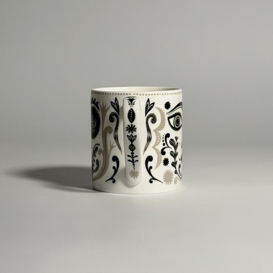 Lush Designs - Bone China Mug - Fancy Handle Masquerade Mug 2 Lush Designs - Bone China Mug - Fancy Handle Masquerade Mug