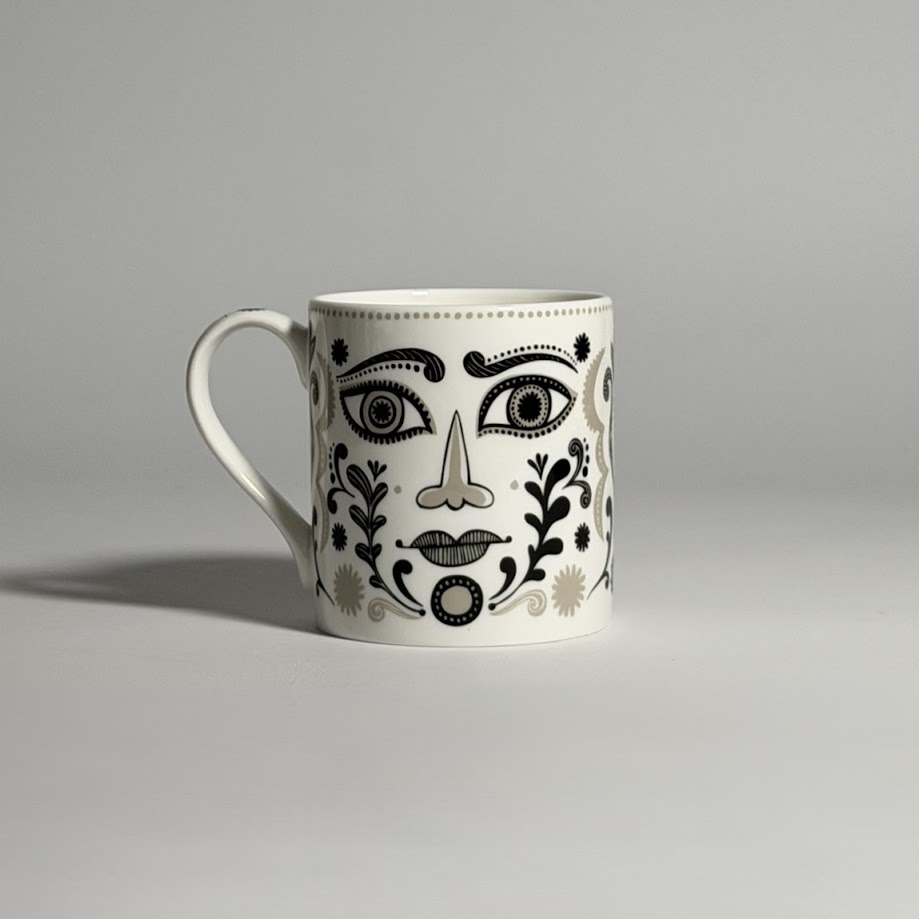 Lush Designs - Bone China Mug - Fancy Handle Masquerade Mug 3 Lush Designs - Bone China Mug - Fancy Handle Masquerade Mug - Image 3