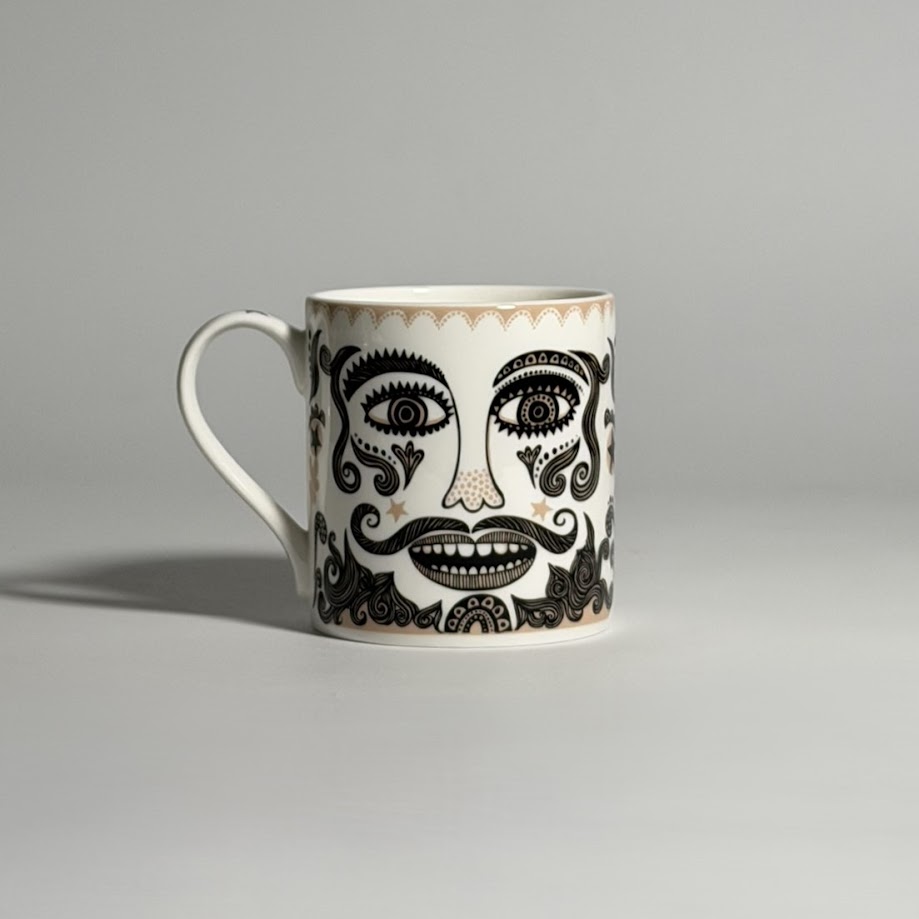 Lush Designs - Bone China Mug - Fancy Handle Moustache Mug 3 Lush Designs - Bone China Mug - Fancy Handle Moustache Mug