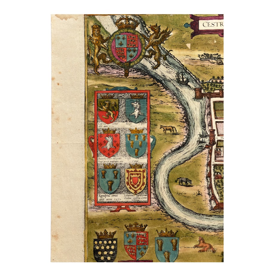 Cestria Vulgo Chester Angliae Civitas — Braun & Hogenberg — Hand-Coloured Engraved Town Plan of Chester — Circa 1580s 5 Cestria Vulgo Chester Angliae Civitas - c.1588 - Georg Braun & Frans Hogenberg