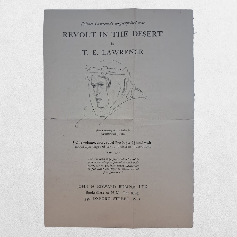 T. E. Lawrence - Revolt in the Desert - Bumpus Prospectus - 1927 1 T. E. Lawrence - Revolt in the Desert - Bumpus Prospectus - 1927