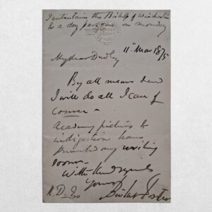 FOSTER, Myles Birket Foster (1825–1899) - Autograph Letter Signed to “Dudley” - 11 March 1875.