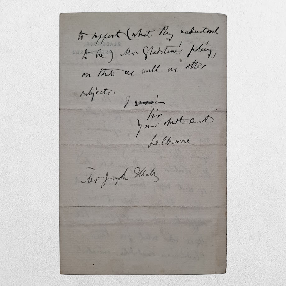 Autograph Letter Signed ("Selborne") concerning Irish Home Rule and and the General Election of 1892 - Blackmoor, Petersfield - 27 July 1892 2 Autograph Letter Signed ("Selborne") concerning Irish Home Rule and and the General Election of 1892 - Blackmoor, Petersfield - 27 July 1892