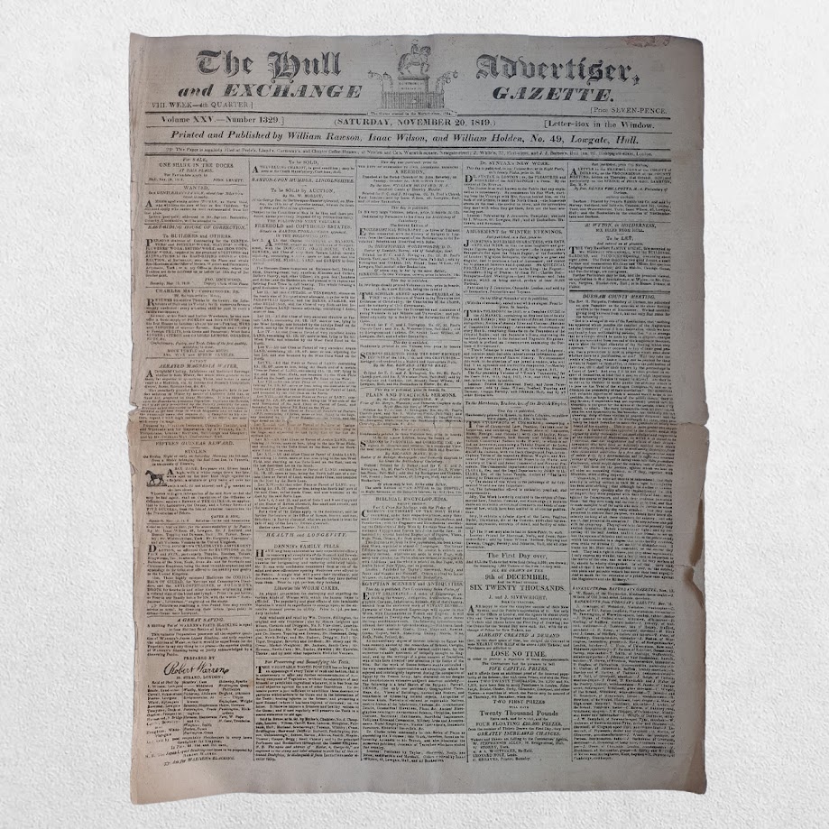The Hull Advertiser and Exchange Gazette - A Collection of Sixteen Original Regency Newspapers from the Year of Peterloo - Hull, 1819 12 The Hull Advertiser and Exchange Gazette - A Collection of Sixteen Original Regency Newspapers from the Year of Peterloo - Hull, 1819 - Image 12