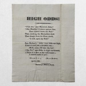 NORTHUMBERLAND ELECTION BROADSIDE - HIGH ODDS! Northumberland Election Broadside - Morpeth, 4 April 1826