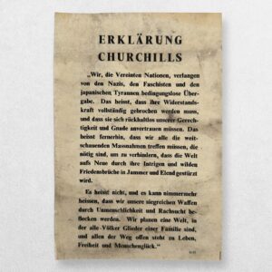 Erklärung Churchills / Erklärung Roosevelts - Allied German-Language Propaganda Leaflet, G.73. Provenance: Robert Hastings; The Churchill Collection of Steve Forbes
