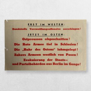 Erst im Westen / Jetzt im Osten - Roosevelt and Churchill on Germany’s Future - Allied German-Language Propaganda Leaflet, WG.32, February 1945 - Provenance: Robert Hastings; The Churchill Collection of Steve Forbes.