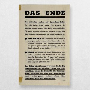 DAS ENDE - Allied German-Language Propaganda Leaflet, ZG 64 - Churchill and Roosevelt on Germany’s Future. 1945 - Provenance: Robert Hastings; The Churchill Collection of Steve Forbes.