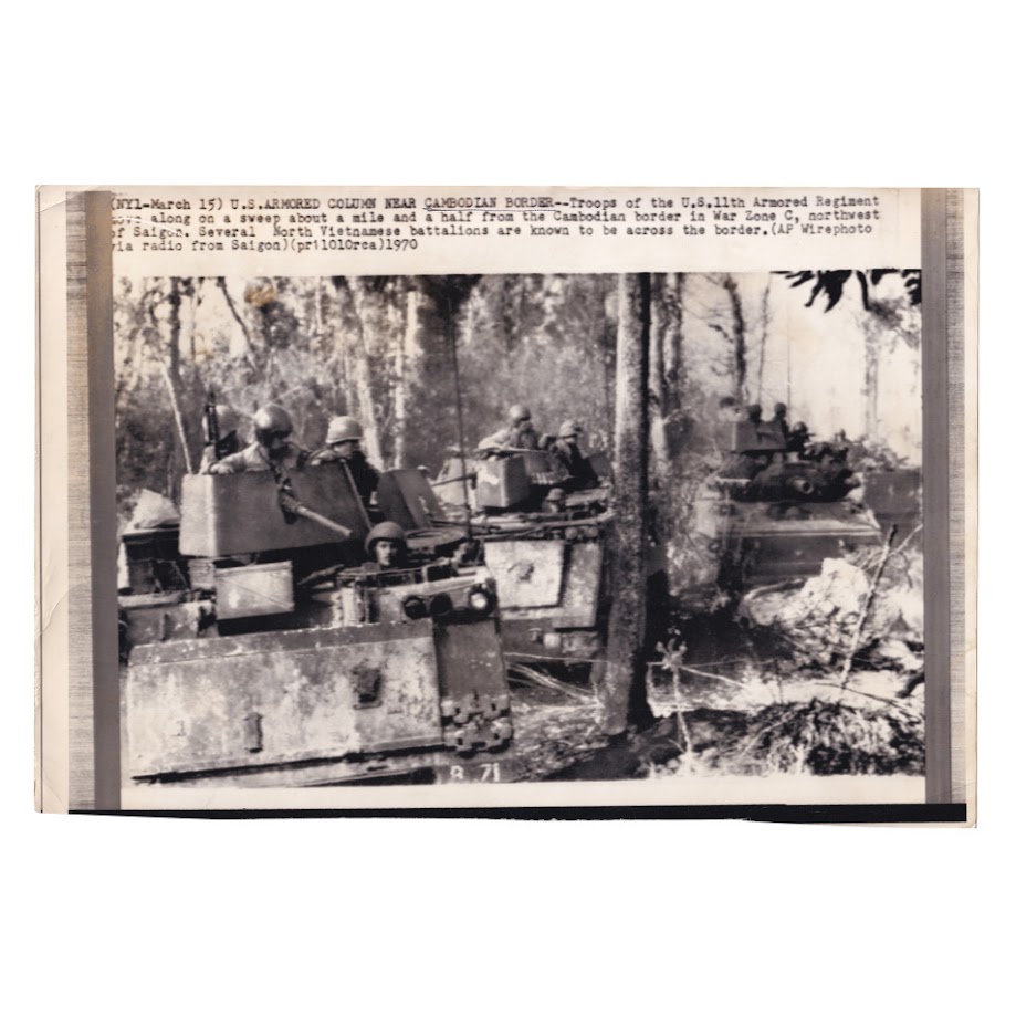 Associated Press Wire Photograph - U.S. 11th Armored Regiment Near Cambodian Border, Vietnam War - March 1970 1 Associated Press Wire Photograph - U.S. 11th Armored Regiment Near Cambodian Border, Vietnam War - March 1970