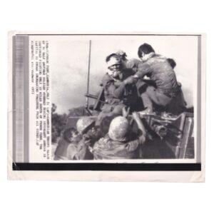 Associated Press Wire Photograph - Cambodian Troops Recover Wounded Comrade after Ambush near Phnom Penh - July 1973