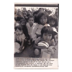 Home 4 Associated Press Wire Photograph - Hungry Cambodian Children Await Food Distribution During Siege of Phnom Penh - March 1975