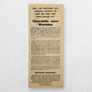 Home 2 Churchills neue Warnung - Allied German-Language Propaganda Leaflet, G.11 - March 1944 - RAF Bombing Offensive / German Civilians - Robert Hastings & Steve Forbes Provenance