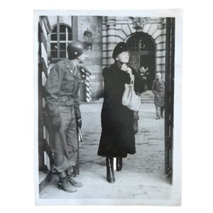 Home 7 Keystone Press Photograph of Annelies von Ribbentrop Leaving the Palace of Justice, Nuremberg - 22 January 1945