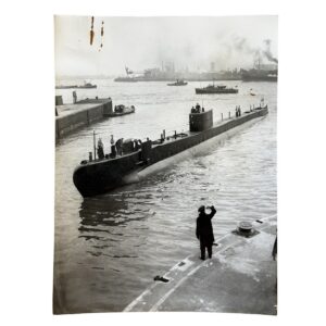 Home 3 Associated Press Press Photograph of HMS Explorer, Britain's Experimental High-Speed Submarine, Visiting London - 19 March 1957