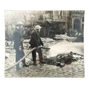 Original Press Photograph of Fire Guards in Market Place, South Shields Following the Devastating Luftwaffe Raid of 2 October 1941