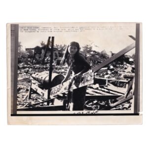 Home 7 Neak Luong Bombing - Cambodian Girl Salvaging Her Home after a Misdirected United States Air Strike - Original Associated Press Wirephoto - 7 August 1973