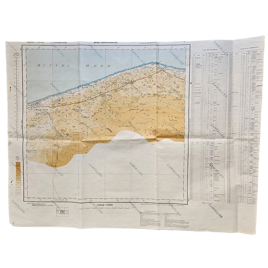 Wadi el Natrun, Egypt - British Army Military Map Printed on the Reverse of a Cancelled German Sidi Barrani Map - 512 Field Survey Company, Royal Engineers - 1942 7 Wadi el Natrun, Egypt - British Army Military Map Printed on the Reverse of a Cancelled German Sidi Barrani Map - 512 Field Survey Company, Royal Engineers - 1942