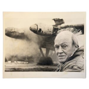 Roald Dahl with Wartime Aircraft - Original ITV/Rex Press Photograph - Going Solo - 1986