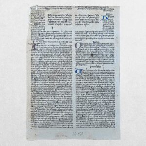 Nicolaus de Lyra - Postilla super Psalterium - Psalm 94/95 “Venite Exultemus Domino” - Original Incunable Leaf with Hand-Painted Initials - c.1483