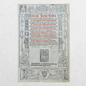 Flavius Josephus - Iosephi Iudei Historici Praeclara Opera - Original Red-and-Black Woodcut Title Leaf - Paris: Jean Petit, 1519