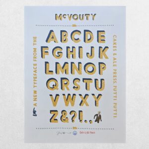 Jonny Hannah - McVouty’s Typeface - Signed Limited Edition Screenprint 17/50 - Cakes & Ale Press - 2009
