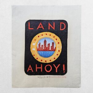 Home 5 Jonny Hannah – Land Ahoy! – Signed Limited Edition Linocut 38/50 – Cakes & Ale Press – 2008