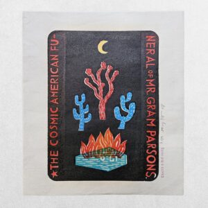Home 4 Jonny Hannah – The Cosmic American Funeral of Mr Gram Parsons – Signed Limited Edition Linocut 3/50 – Cakes & Ale Press – 2008