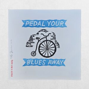 Home 1 Jonny Hannah – Pedal Your Blues Away – Signed Limited Edition Linocut 32/50 – Cakes & Ale Press – 2010