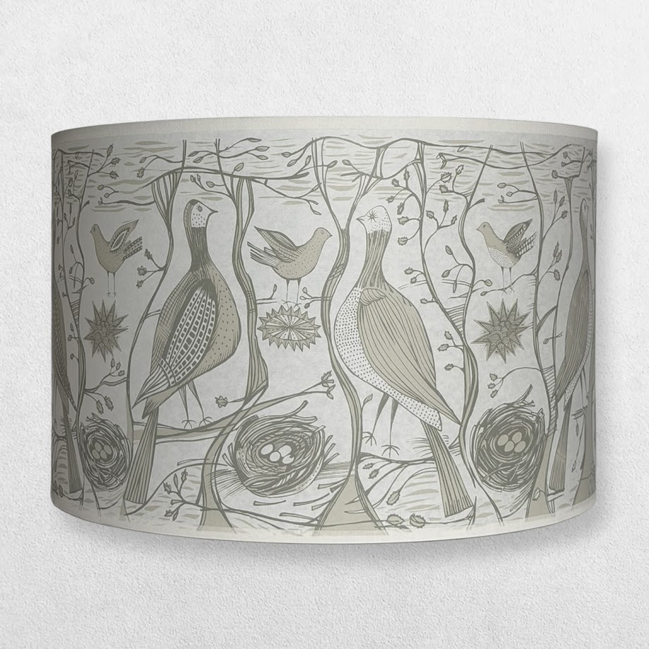 Lush Designs - Lampshade For Pendant - Game Bird - Large - Grey and Cream 1 Lush Designs - Lampshade For Pendant - Game Bird - Large - Grey and Cream