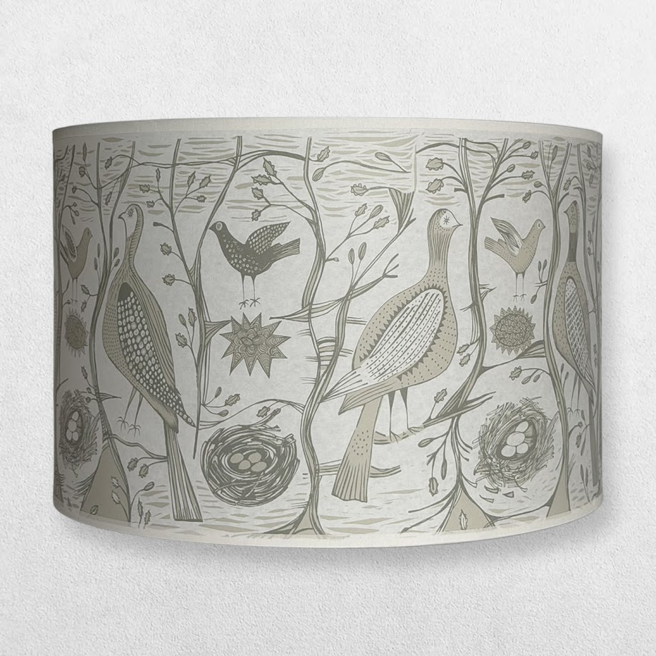 Lush Designs - Lampshade For Pendant - Game Bird - Large - Grey and Cream 2 Lush Designs - Lampshade For Pendant - Game Bird - Large - Grey and Cream