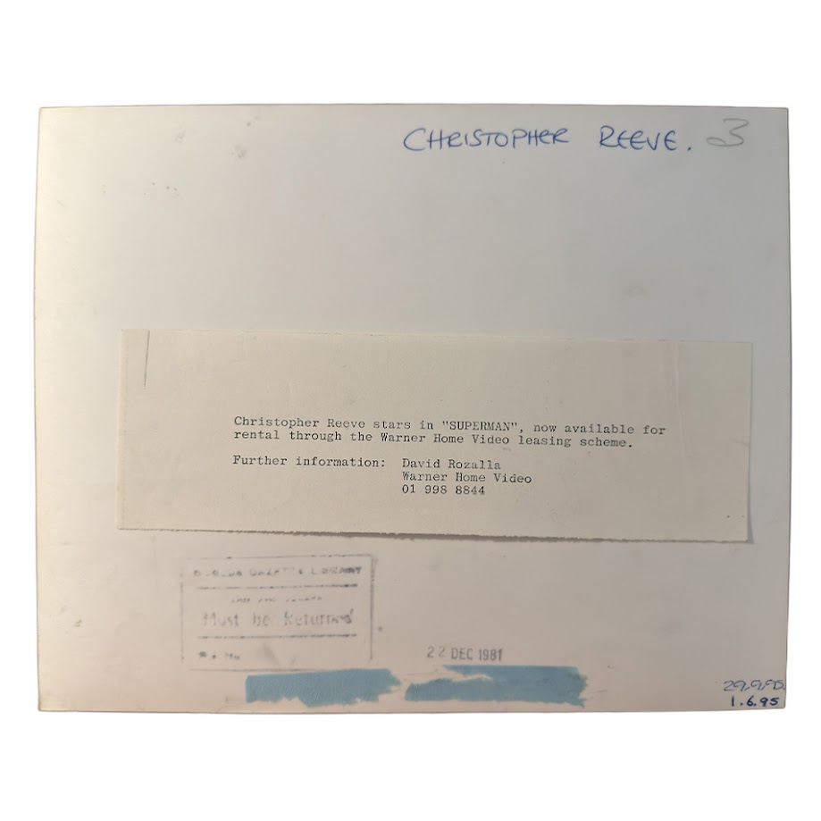 Christopher Reeve as Superman - Original Warner Home Video Press Photograph - 1981 2 Christopher Reeve as Superman - Original Warner Home Video Press Photograph - 1981