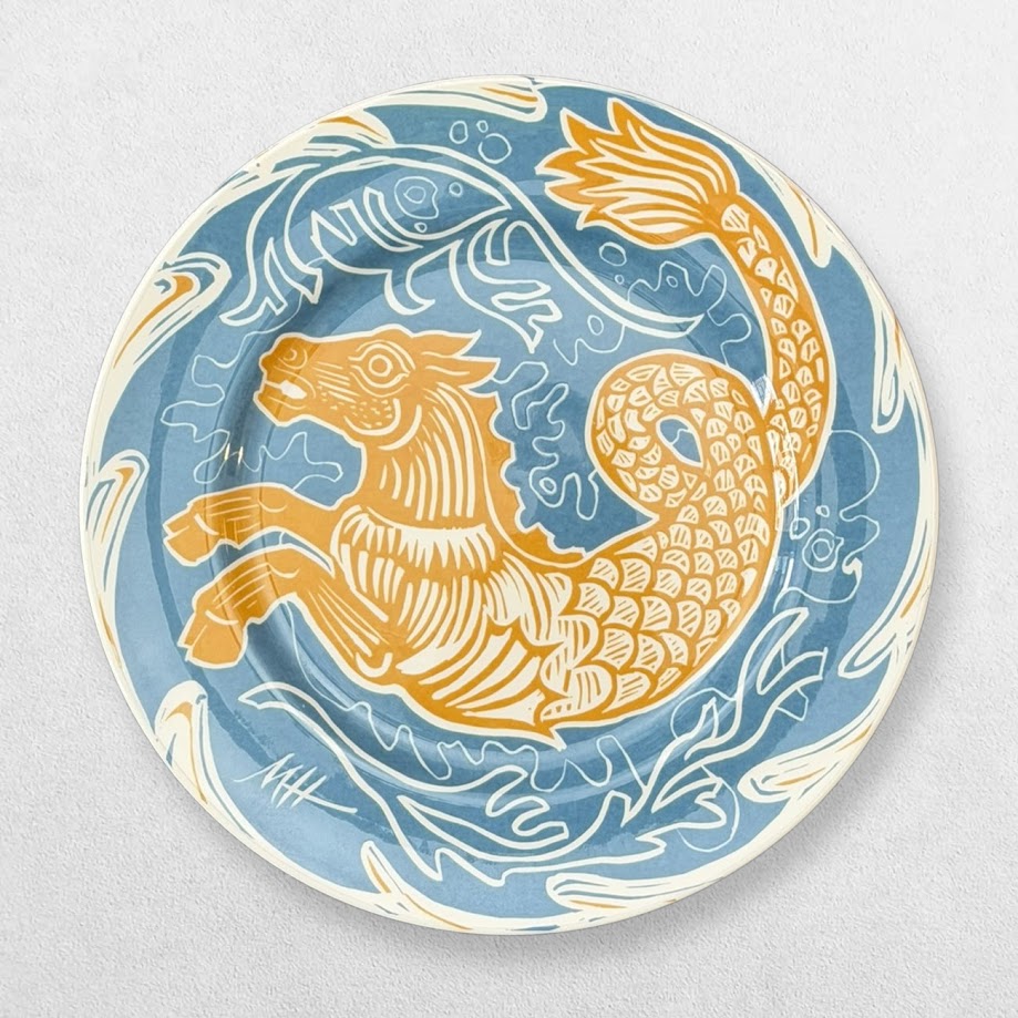 Mark Hearld – Hippocampus – York Museums Trust Ceramic Plate – c.2015 1 Mark Hearld – Hippocampus – York Museums Trust Ceramic Plate – c.2015