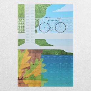 Eleanor Grosch – City Bikes - Fairmount Park – Signed Digital Print – Cycling Art