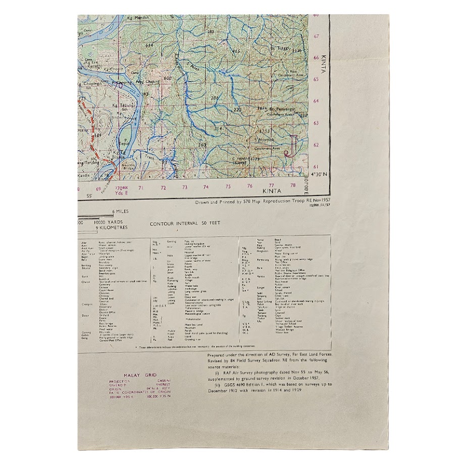 Malaya – Manong, Perak – Series L707 (GSGS 4690), Sheet 2M/8 – Malayan Emergency Map – 1957 3 Malaya – Manong, Perak – Series L707 (GSGS 4690), Sheet 2M/8 – Malayan Emergency Map – 1957