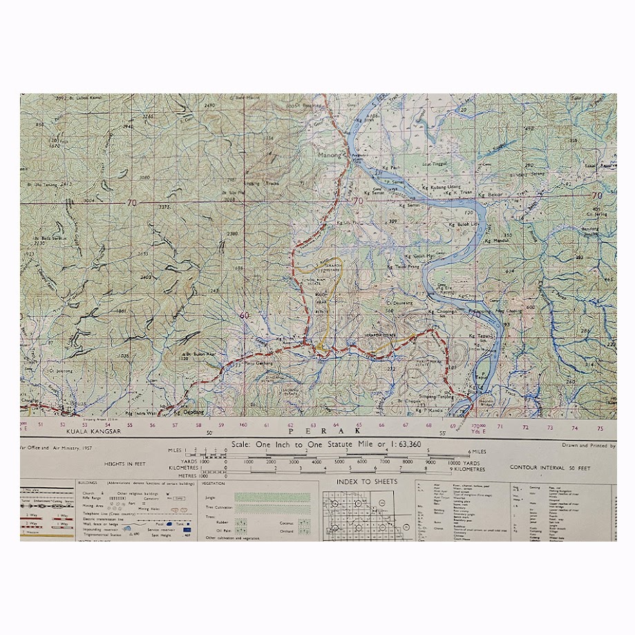 Malaya – Manong, Perak – Series L707 (GSGS 4690), Sheet 2M/8 – Malayan Emergency Map – 1957 5 Malaya – Manong, Perak – Series L707 (GSGS 4690), Sheet 2M/8 – Malayan Emergency Map – 1957