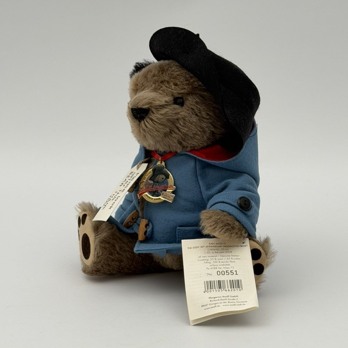 Steiff - EAN 662010 - The Steiff 50th Anniversary Paddington Bear - 25 cm - Mohair - Number 551 - 2008 3 Steiff - EAN 662010 - The Steiff 50th Anniversary Paddington Bear - 25 cm - Mohair - Number 551 - 2008 - Image 3