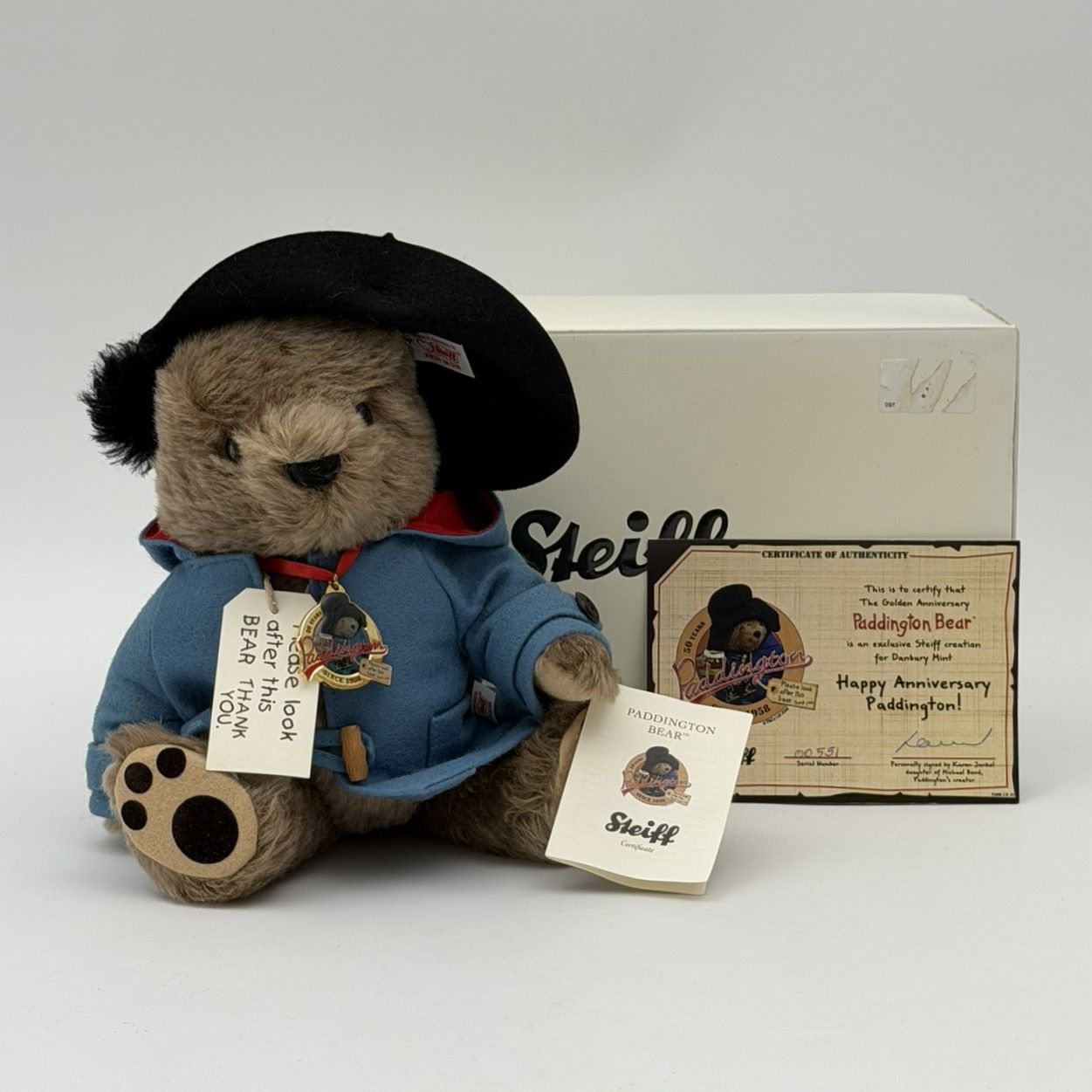 Steiff - EAN 662010 - The Steiff 50th Anniversary Paddington Bear - 25 cm - Mohair - Number 551 - 2008 6 Steiff – EAN 662010 – Paddington Bear 50th Anniversary – 25 cm – Mohair – No. 00551 – 2008