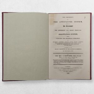 Bosworth, Rev. Joseph — The Necessity of the Antipauper System — First Edition, 1829