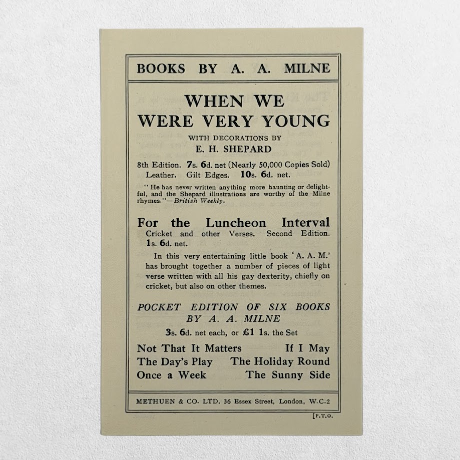 Winnie-the-Pooh – A. A. Milne – First Edition, 1926 – Third-Issue Dustwrapper – E. H. Shepard 13 Winnie-the-Pooh – A. A. Milne – First Edition, 1926 – Third-Issue Dustwrapper – E. H. Shepard