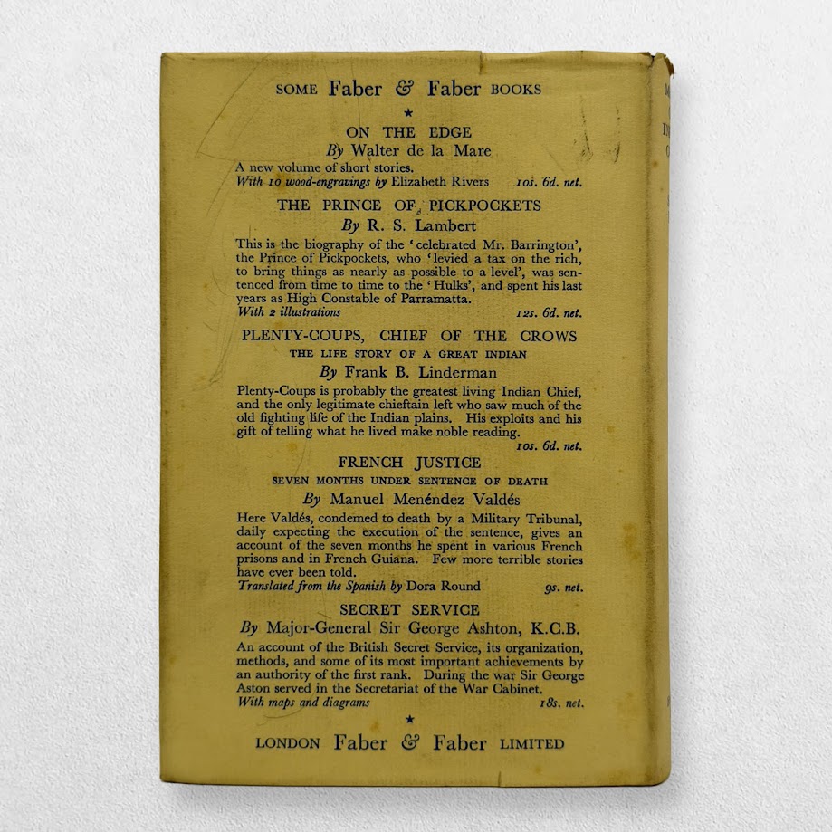 Memoirs of an Infantry Officer – Siegfried Sassoon – First Reprint, 1930 – Dustwrapper 3 Memoirs of an Infantry Officer – Siegfried Sassoon – First Reprint, 1930 – Dustwrapper